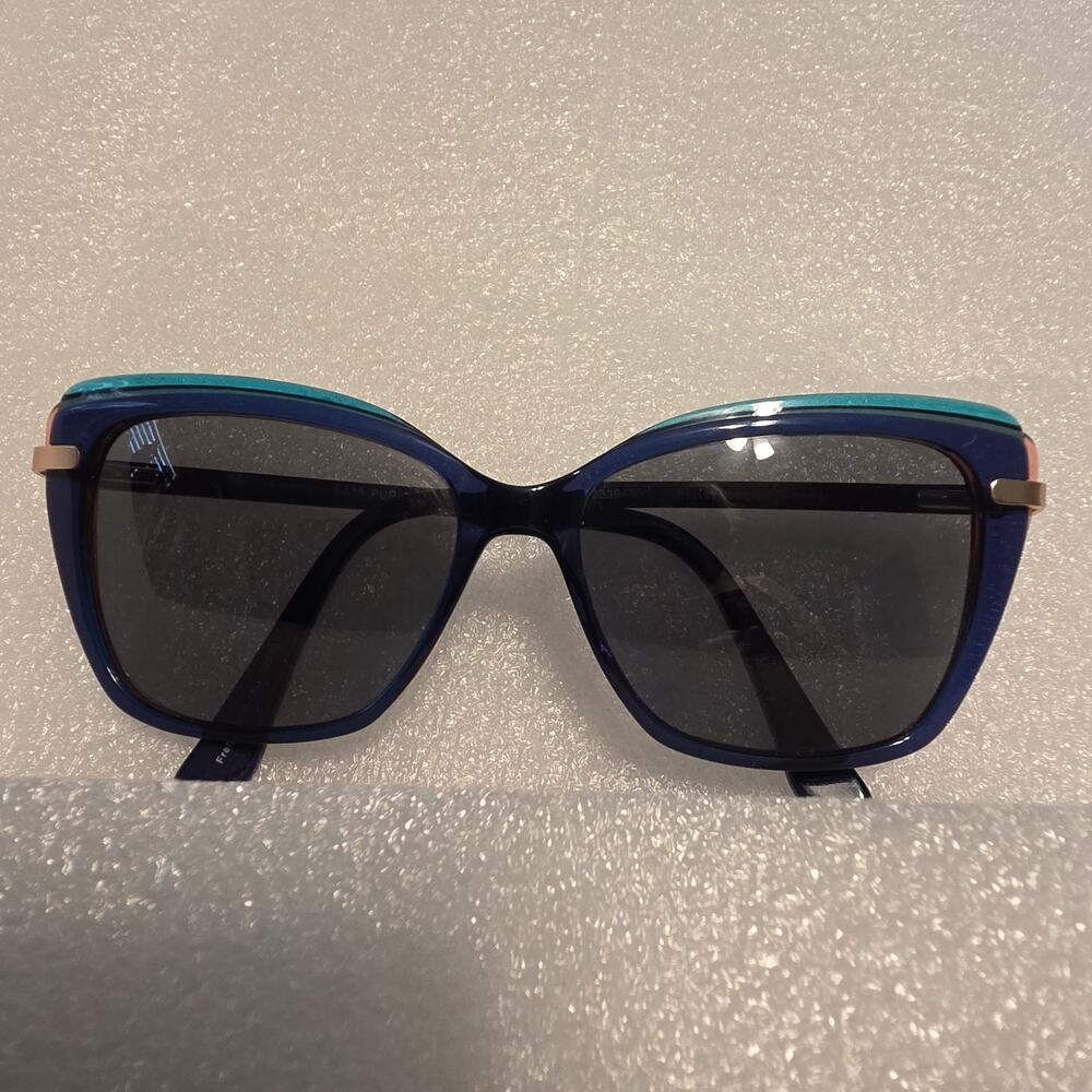 Betsey Johnson B519 Pur Frame Tri Color Turquoise-Blue-Purple w/  Leopard Print